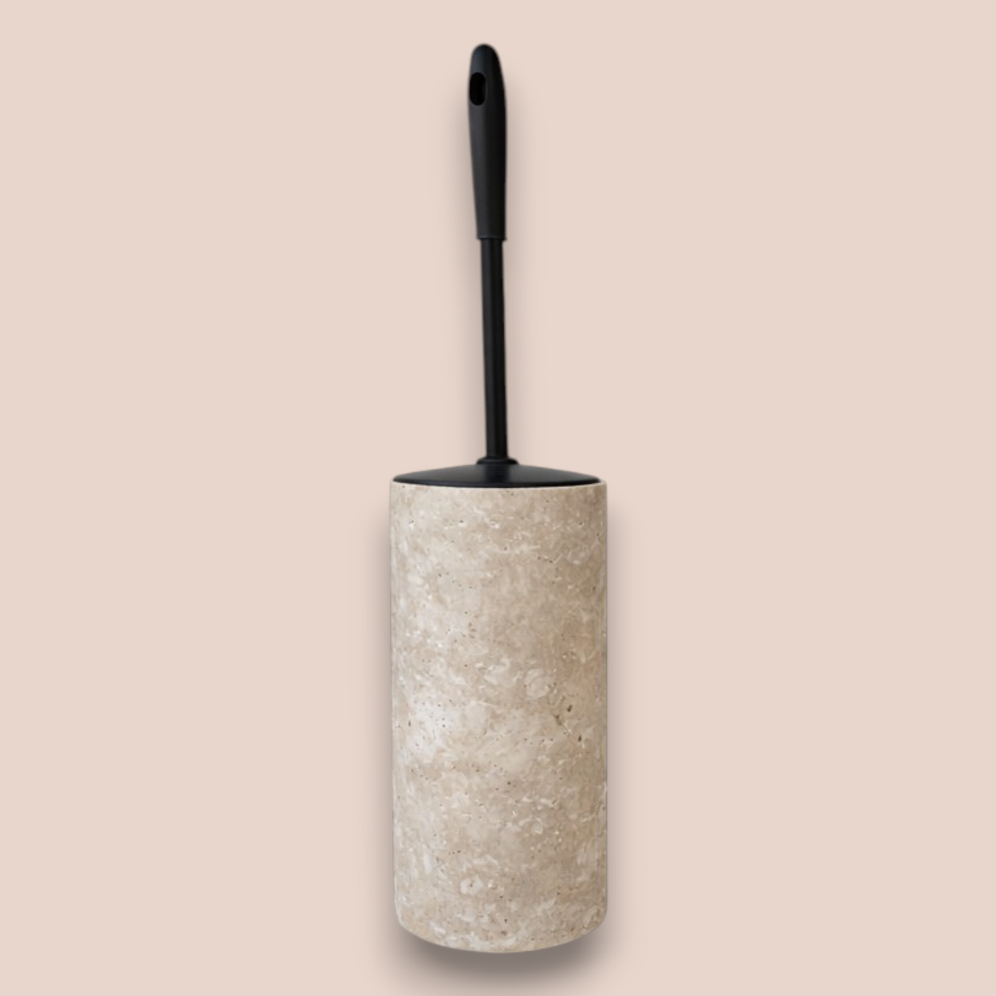 Earth Tone Travertine Bathroom Set | 7-Piece Natural Stone Collection with Matte Black Accents