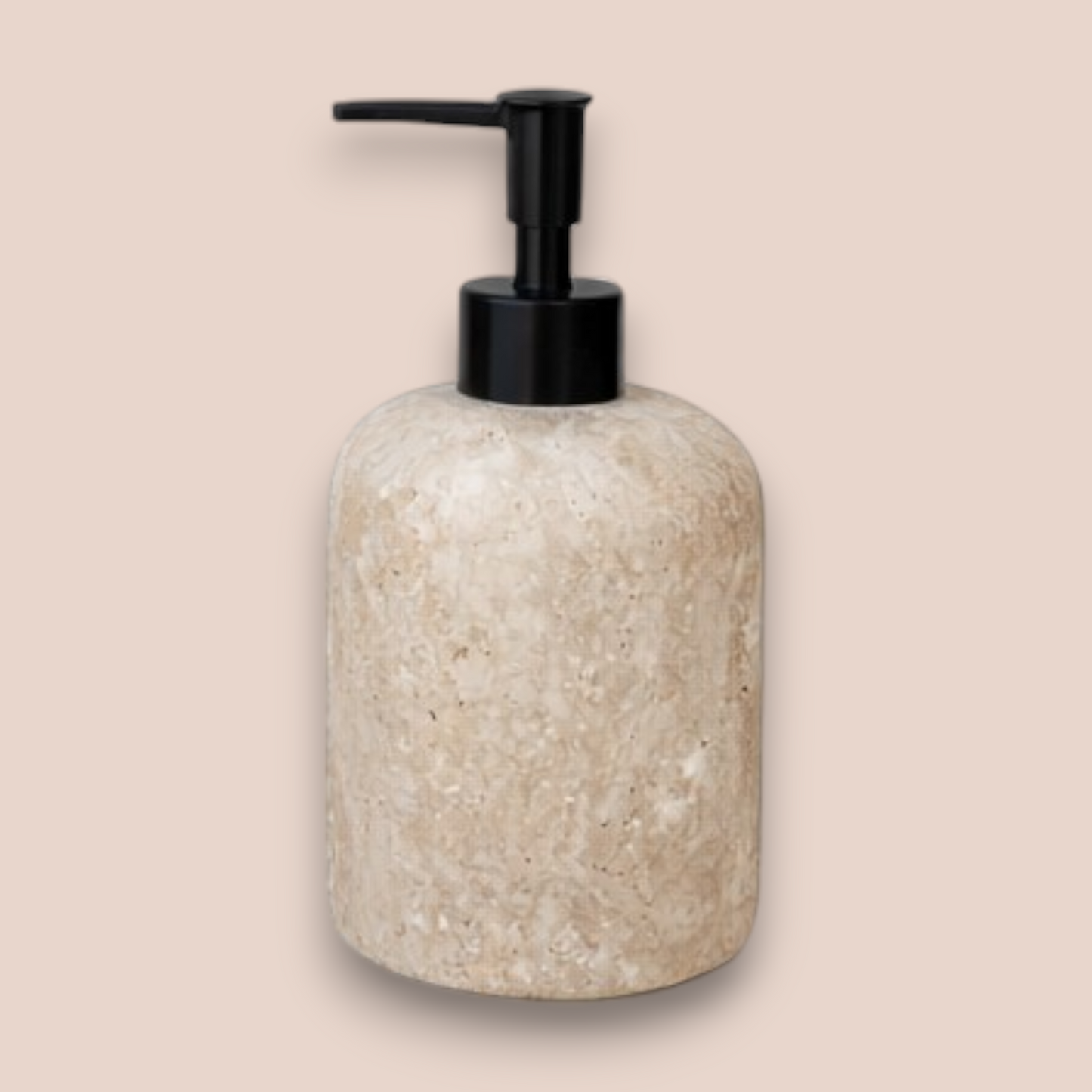 Earth Tone Travertine Bathroom Set | 7-Piece Natural Stone Collection with Matte Black Accents