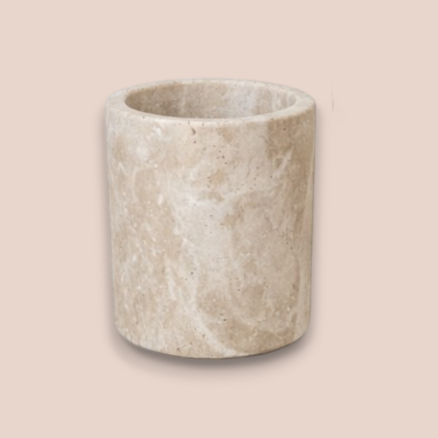Earth Tone Travertine Bathroom Set | 7-Piece Natural Stone Collection with Matte Black Accents