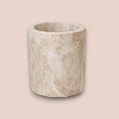 Earth Tone Travertine Bathroom Set | 7-Piece Natural Stone Collection with Matte Black Accents