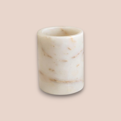 Golden Vein White Marble Bathroom Set | 5-Piece Natural Stone Collection with Hammered Gold Accents