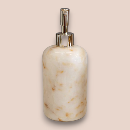 Golden Vein White Marble Bathroom Set | 5-Piece Natural Stone Collection with Hammered Gold Accents