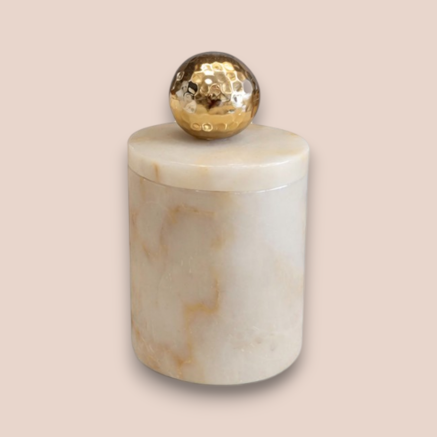 Golden Vein White Marble Bathroom Set | 5-Piece Natural Stone Collection with Hammered Gold Accents