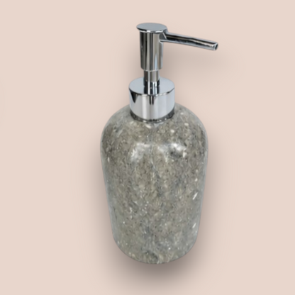 Rustic Grey Marble Bathroom Accessory Set | 5-Piece Stone Collection with Silver Accents