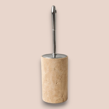 Beige Travertine Bathroom Accessory Set | 7-Piece Natural Stone Collection with Crystal Accents