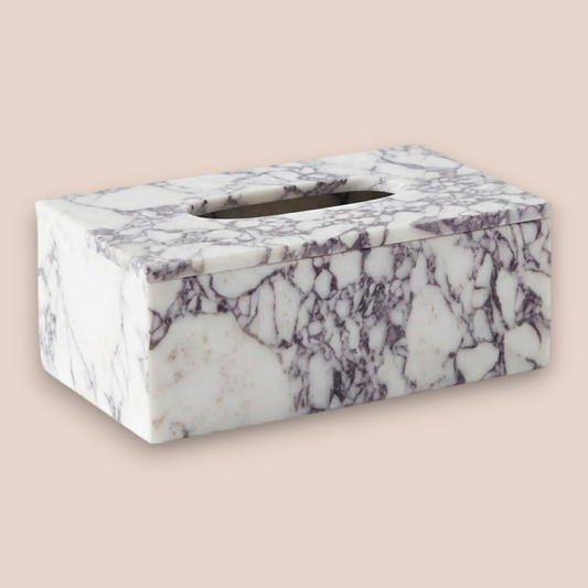 Calacatta Viola Style Marble Tissue Box | Rectangular Natural Stone Cover