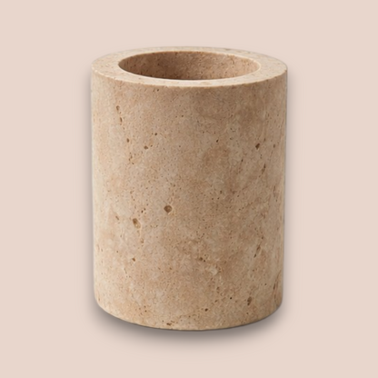 White Travertine Bathroom Accessory Set | 3-Piece Natural Stone Collection