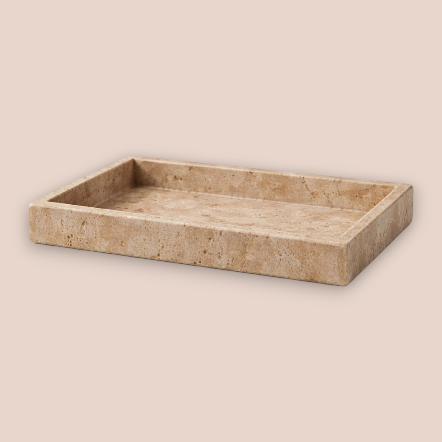 White Travertine Bathroom Accessory Set | 3-Piece Natural Stone Collection
