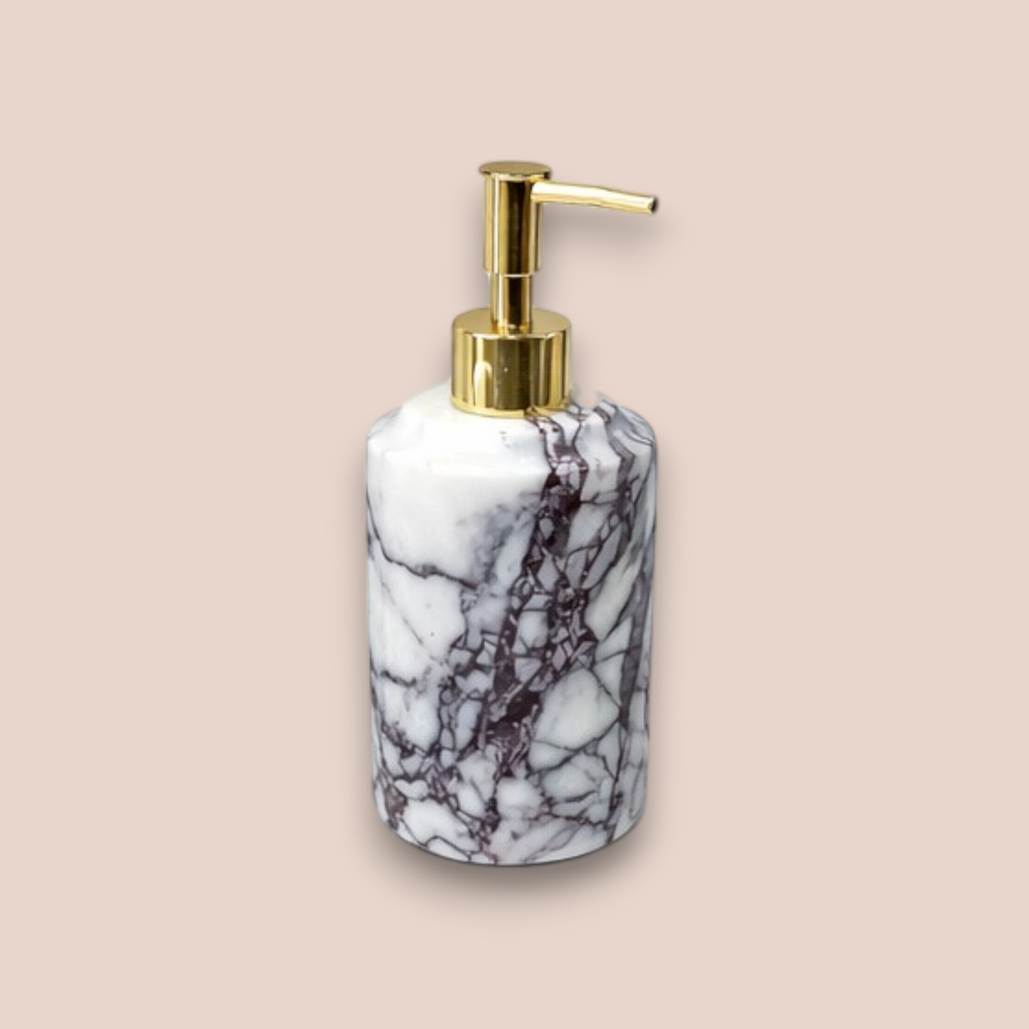Lilac Veined Marble Bathroom Set | 7-Piece Stone Collection with Gold Coral Accents