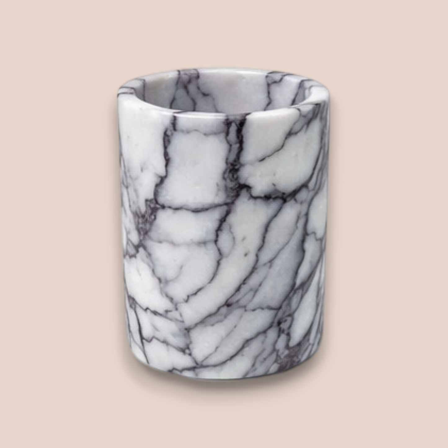 Lilac Veined Marble Bathroom Set | 7-Piece Stone Collection with Gold Coral Accents