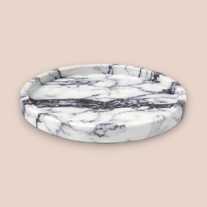 Lilac Veined Marble Bathroom Set | 7-Piece Stone Collection with Gold Coral Accents