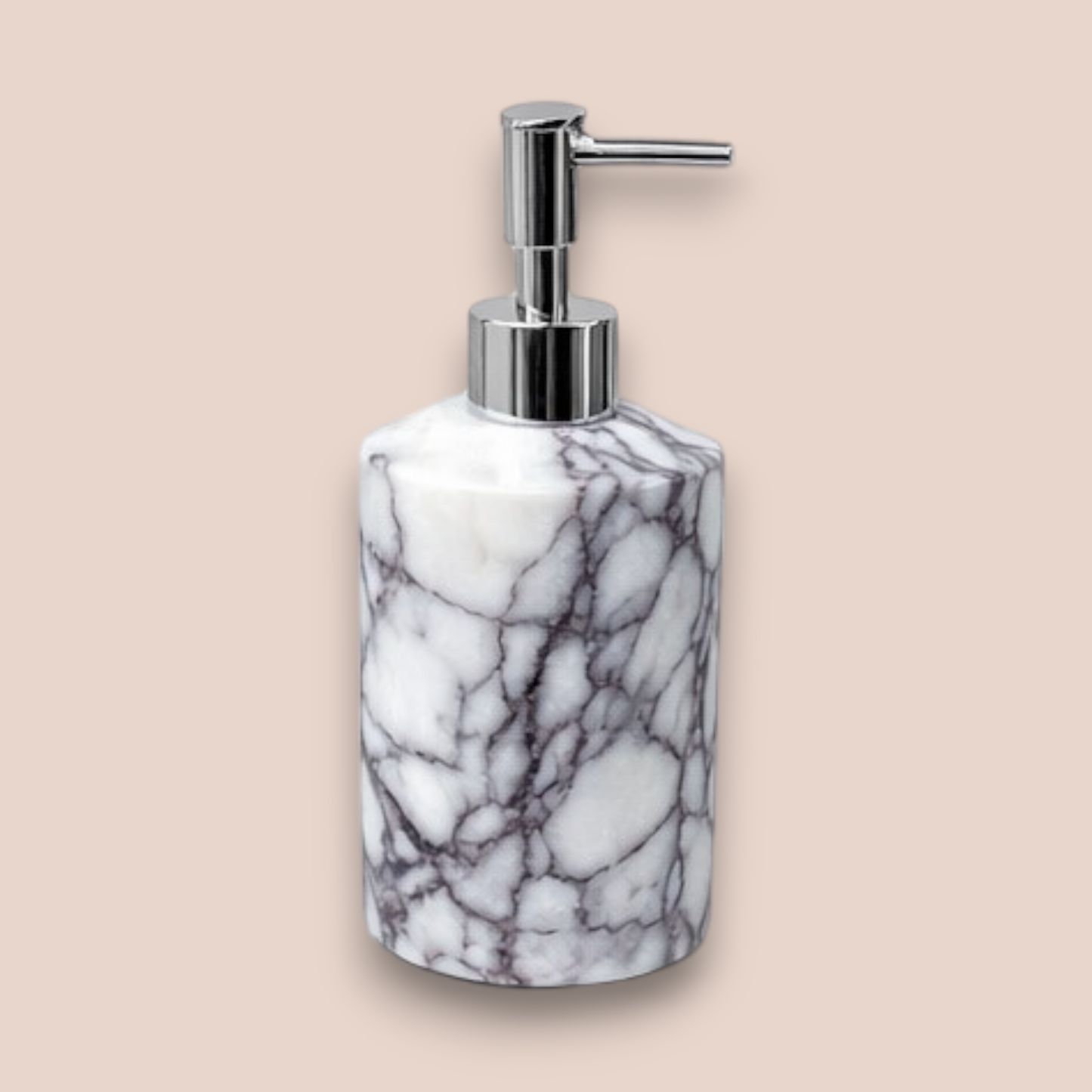 Lilac Veined Marble Bathroom Set | 7-Piece Stone Collection with Coral Accents