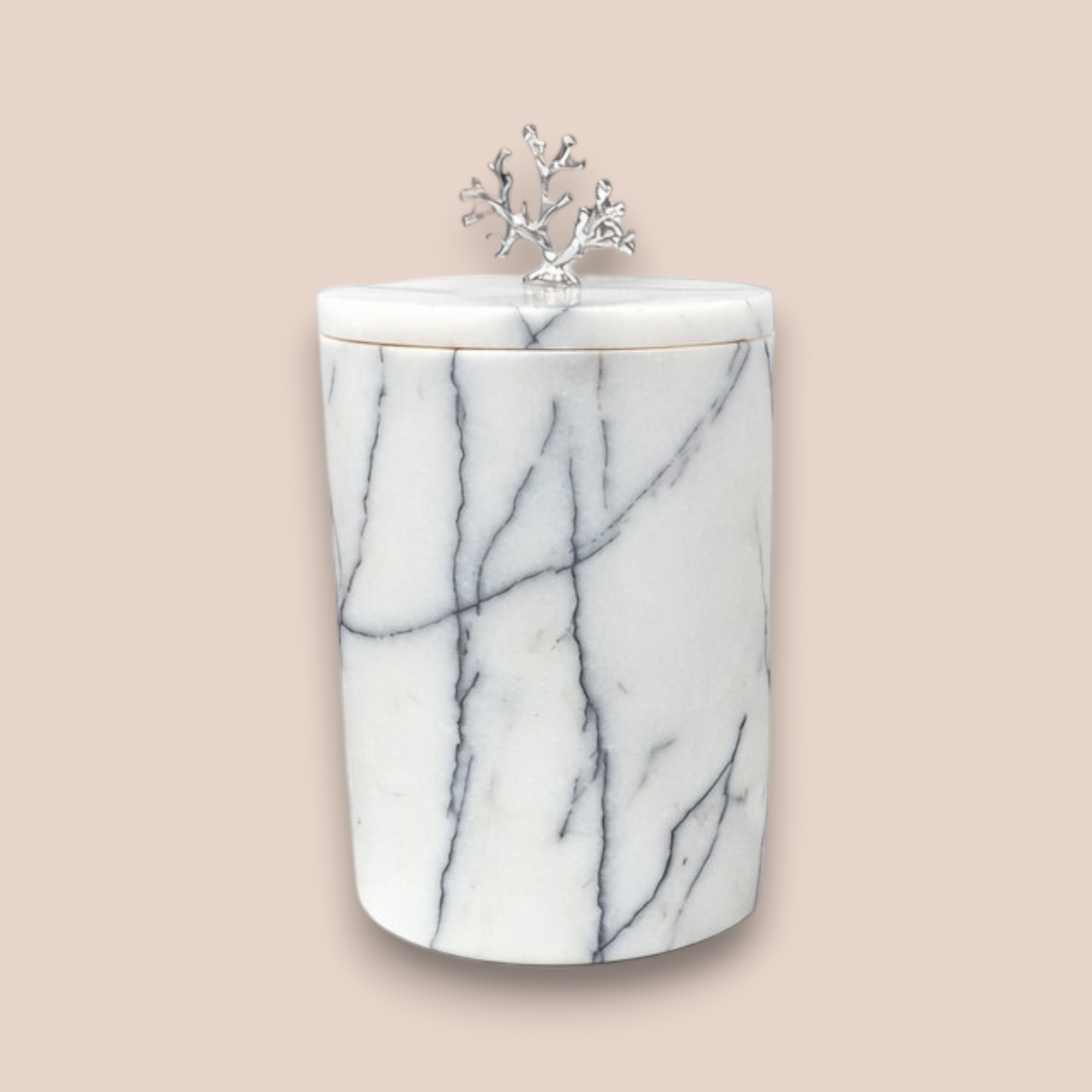 Lilac Veined Marble Bathroom Set | 7-Piece Stone Collection with Coral Accents