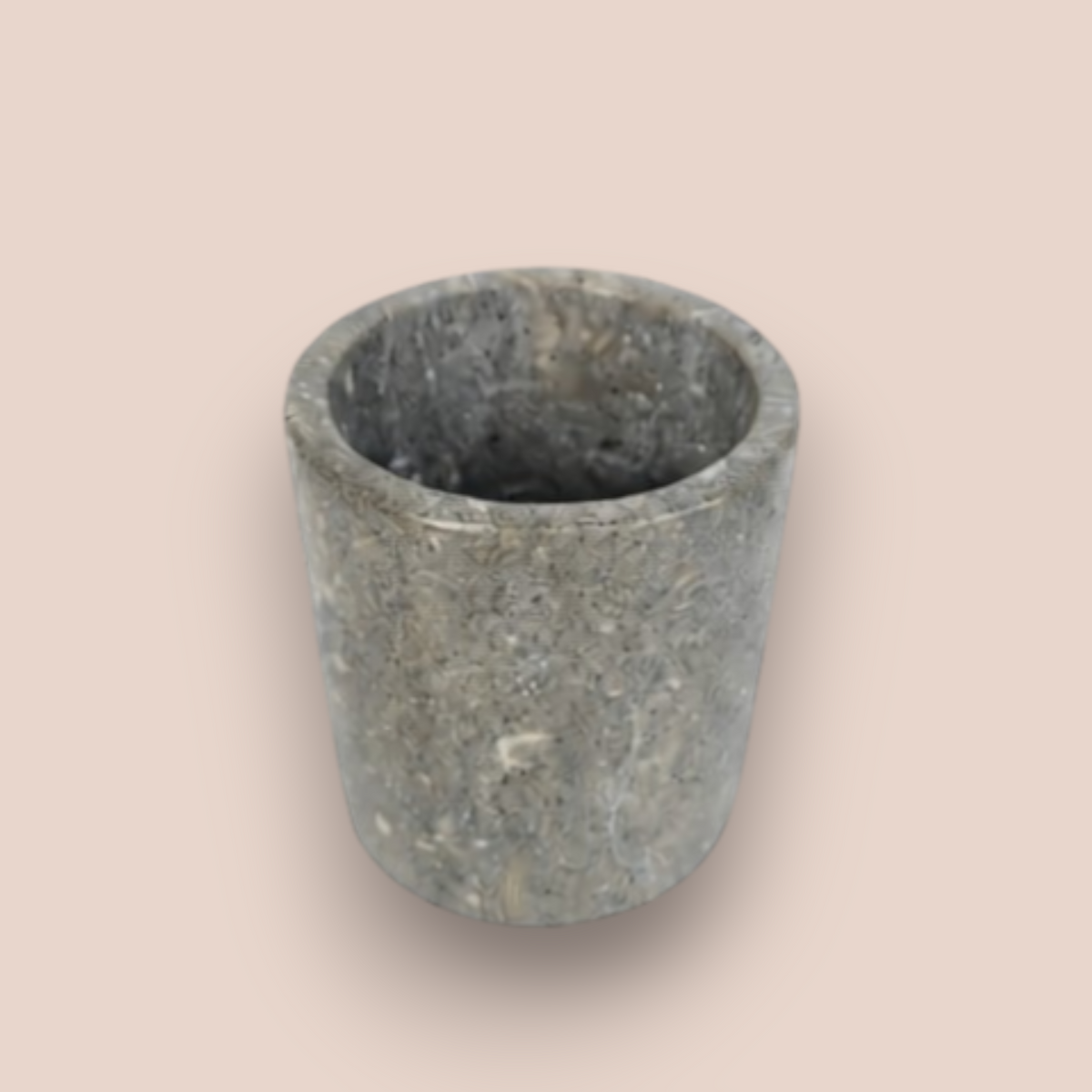 Rustic Grey Marble Bathroom Accessory Set | 5-Piece Stone Collection with Silver Accents