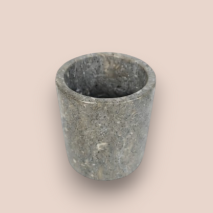 Rustic Grey Marble Bathroom Accessory Set | 5-Piece Stone Collection with Silver Accents