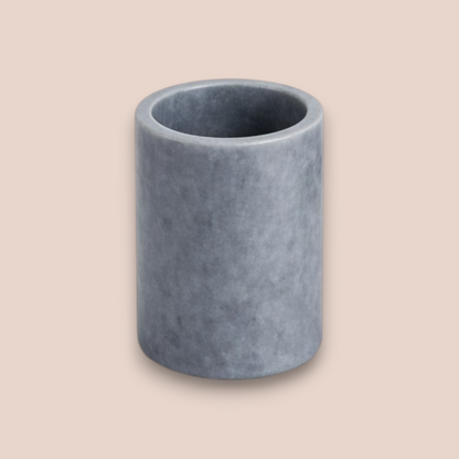 Cloud Grey Marble Bathroom Accessory Set | 5-Piece Natural Stone Collection with Round Tray