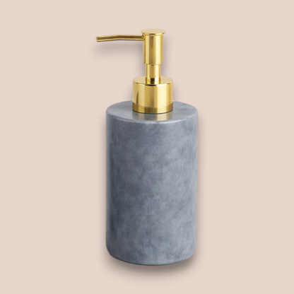 Cloud Grey Marble Bathroom Accessory Set | 5-Piece Natural Stone Collection with Round Tray