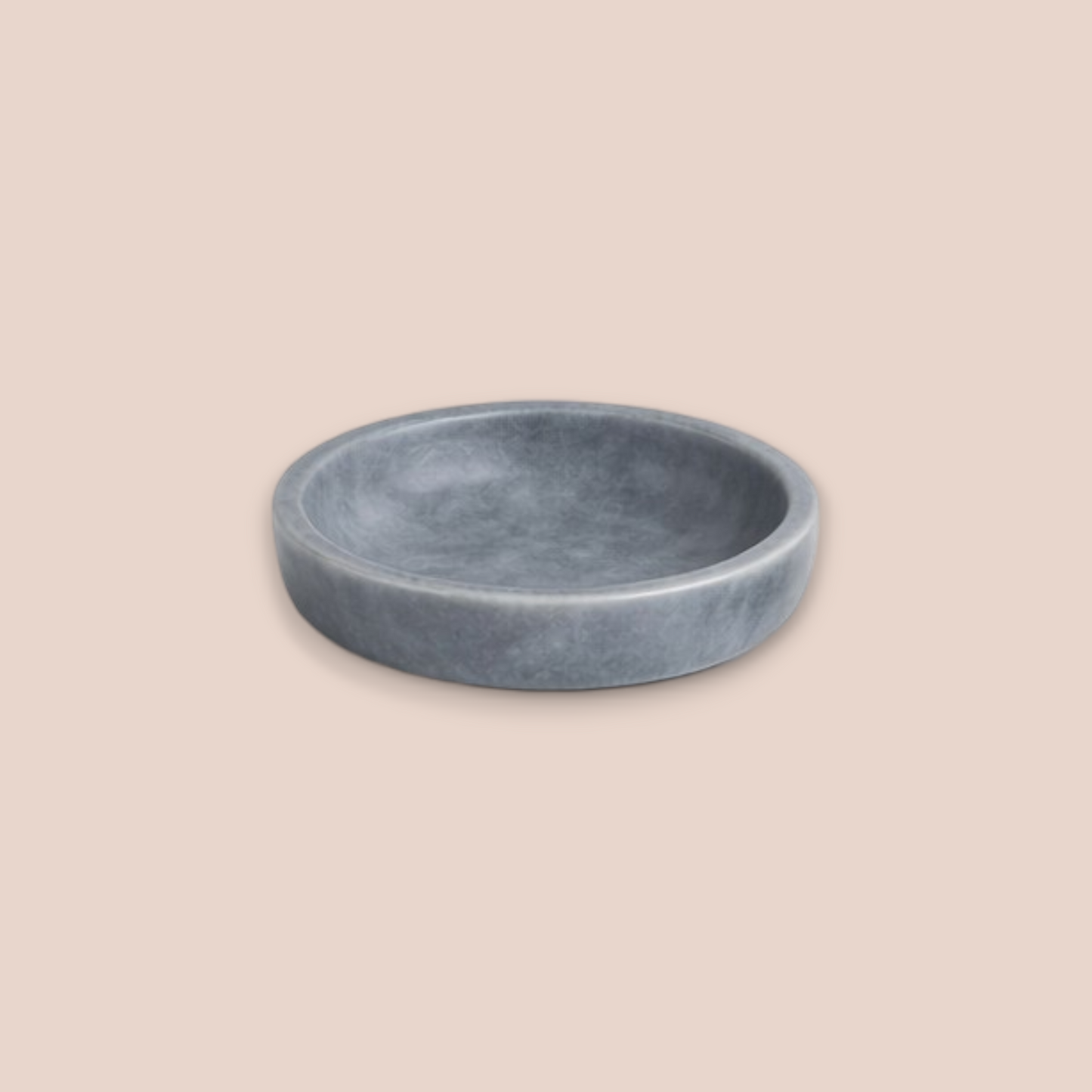 Cloud Grey Marble Bathroom Accessory Set | 5-Piece Natural Stone Collection with Round Tray