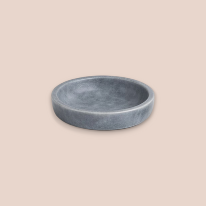 Cloud Grey Marble Bathroom Accessory Set | 5-Piece Natural Stone Collection with Round Tray
