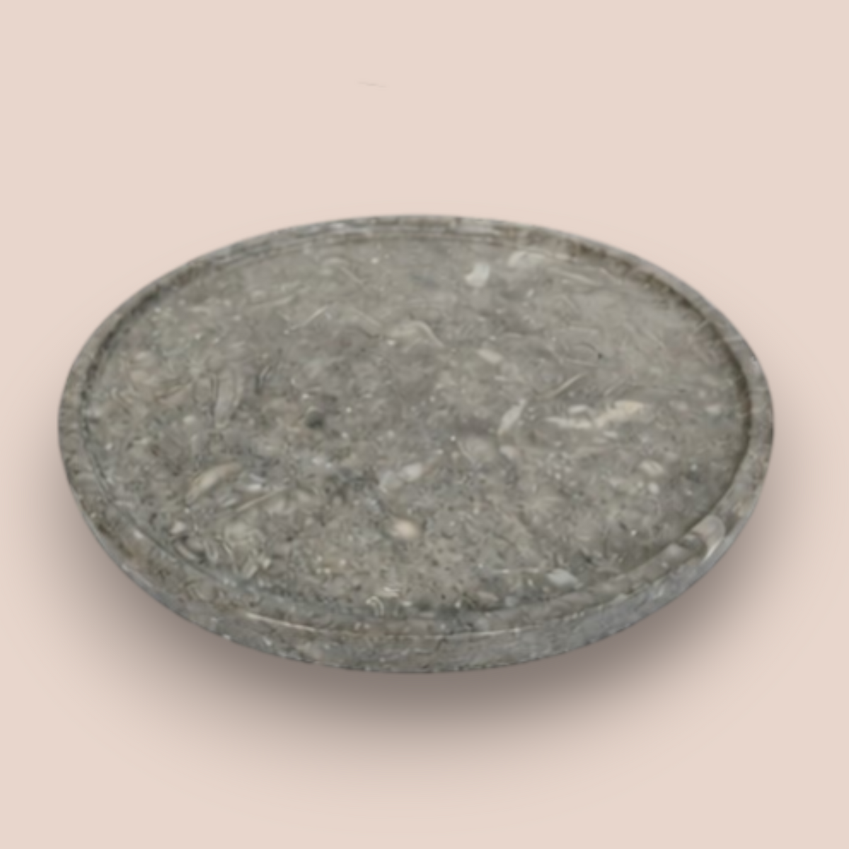 Rustic Grey Marble Bathroom Accessory Set | 5-Piece Stone Collection with Silver Accents