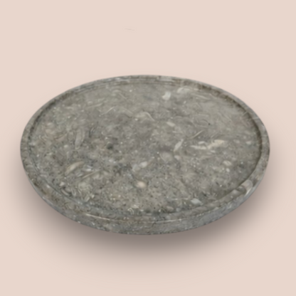 Rustic Grey Marble Bathroom Accessory Set | 5-Piece Stone Collection with Silver Accents