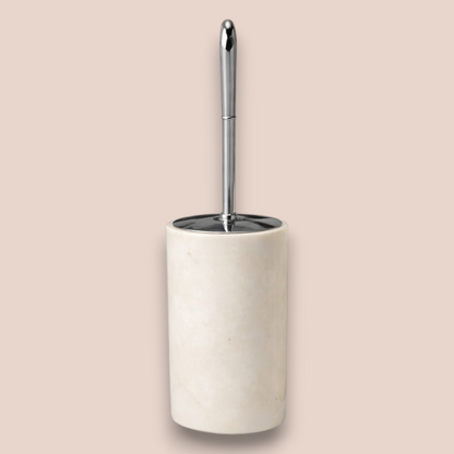 Elegant White Marble Bathroom Set | 7-Piece Natural Stone Collection with Silver Leaf Accents