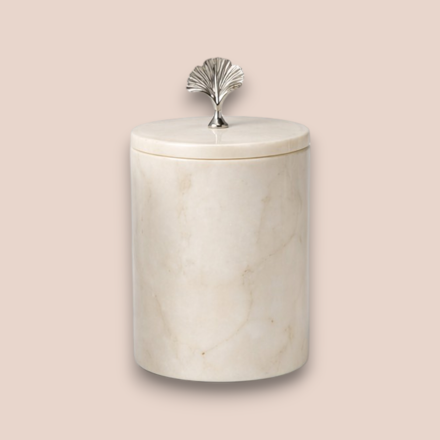 Elegant White Marble Bathroom Set | 7-Piece Natural Stone Collection with Silver Leaf Accents