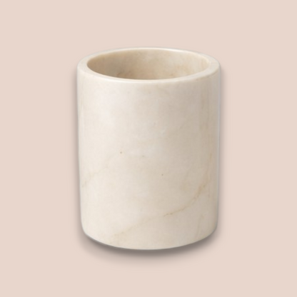 Elegant White Marble Bathroom Set | 7-Piece Natural Stone Collection with Silver Leaf Accents