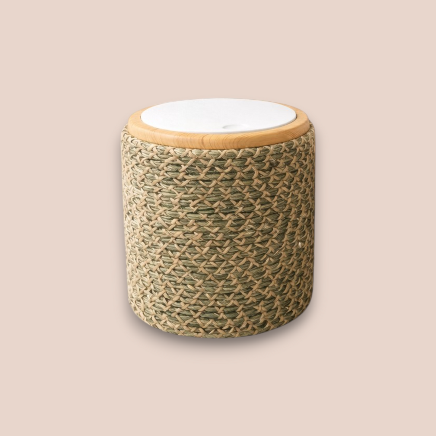 Boho Woven Bathroom Accessory Set | 4-Piece Rustic Green Polypropylene Collection