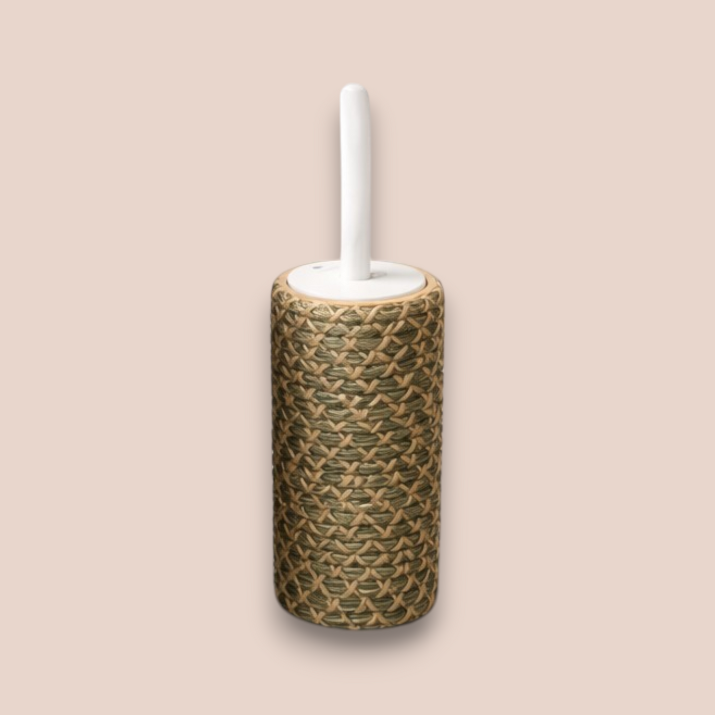 Boho Woven Bathroom Accessory Set | 4-Piece Rustic Green Polypropylene Collection