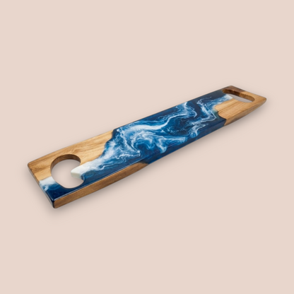 Resin & Wood Bathtub Tray | Handcrafted Ocean Wave Bath Caddy