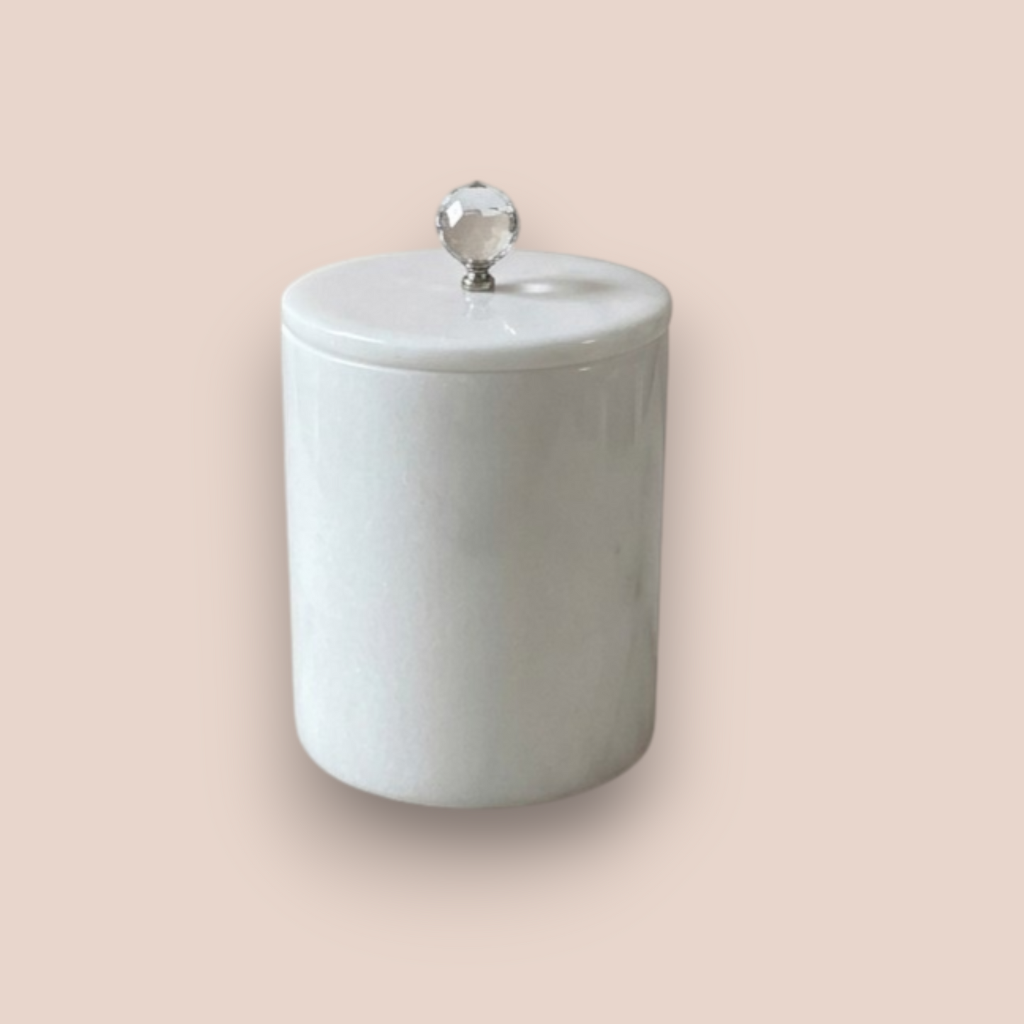 White Marble Bathroom Accessory Set | 7-Piece Natural Stone Collection with Crystal Accents