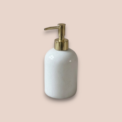 White Marble Bathroom Accessory Set | 7-Piece Natural Stone Collection with Crystal Accents