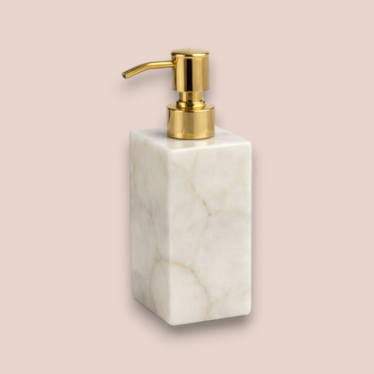 White Quartz Bath Set | 5-Piece Natural Stone Vanity Collection with Gold Pump