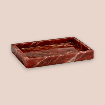Red Onyx Bath Set | 6-Piece Natural Stone Vanity Collection with Gold Pump