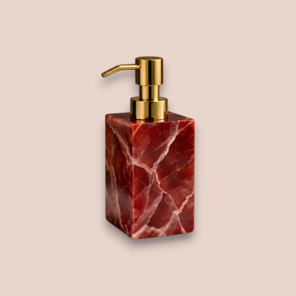 Red Onyx Bath Set | 6-Piece Natural Stone Vanity Collection with Gold Pump