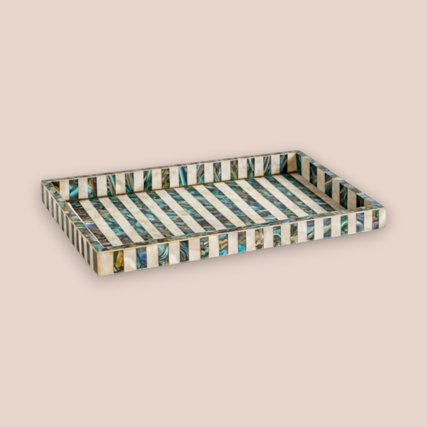 Natural Seashell Bath Set | 4-Piece Striped Inlay Vanity Collection
