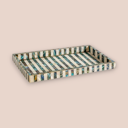Natural Seashell Bath Set | 4-Piece Striped Inlay Vanity Collection