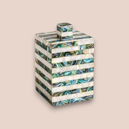 Natural Seashell Bath Set | 4-Piece Striped Inlay Vanity Collection