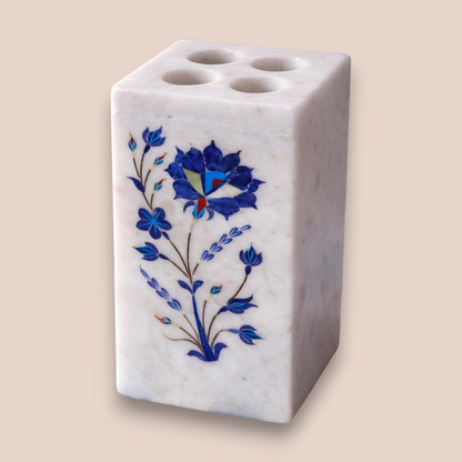 Floral Inlay Marble Bath Set | 5-Piece Natural Stone Vanity Collection