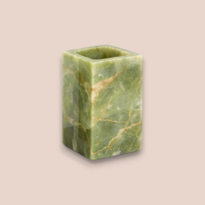 Green Onyx Bath Set | 6-Piece Natural Stone Vanity Collection with Gold Pump