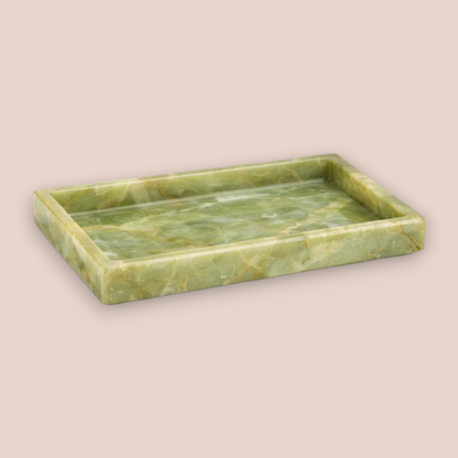 Green Onyx Bath Set | 6-Piece Natural Stone Vanity Collection with Gold Pump