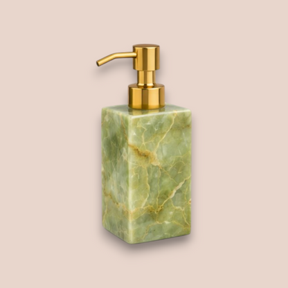 Green Onyx Bath Set | 6-Piece Natural Stone Vanity Collection with Gold Pump