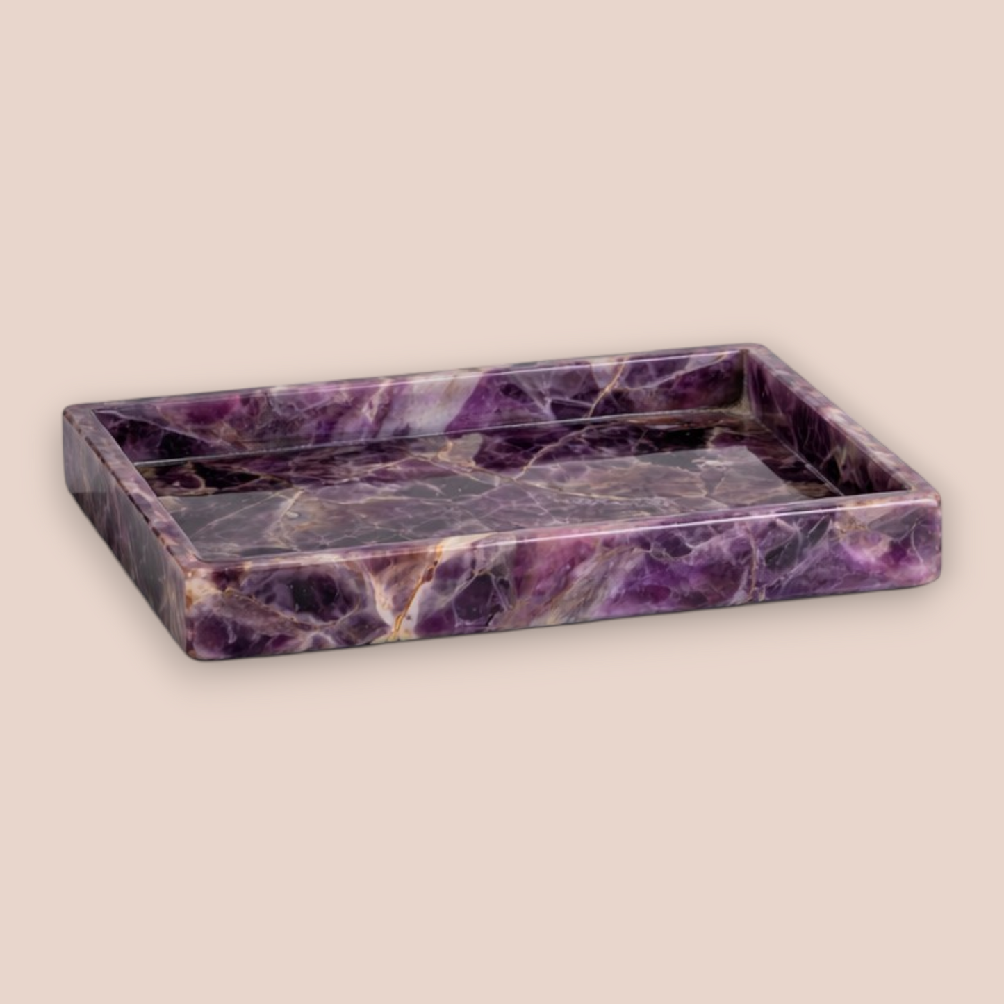 Natural Amethyst Bath Set | 5-Piece Semi-Precious Stone Vanity Collection