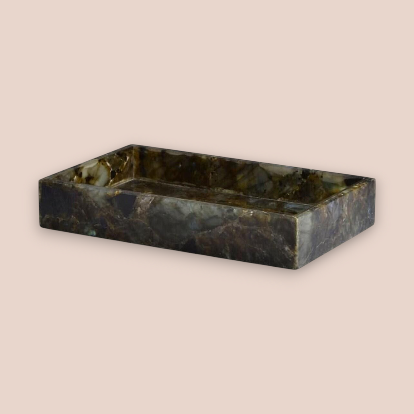 Natural Labradorite Bath Set | 7-Piece Polished Stone Vanity Collection