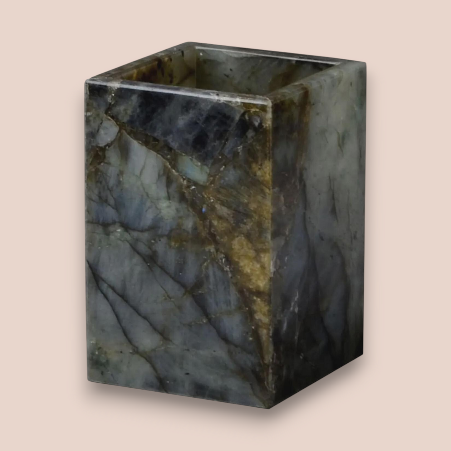 Natural Labradorite Bath Set | 7-Piece Polished Stone Vanity Collection